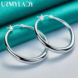 925 Silver Smooth Moon Earrings Women Wedding Party Fine Jewelry