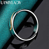 925 Sterling Silver Smooth Round Ring For Women Wedding Party Charm Jewelry
