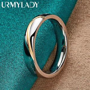 925 Sterling Silver Smooth Round Ring For Women Wedding Party Charm Jewelry