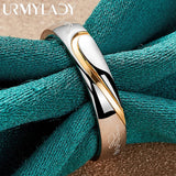 925 Sterling Silver Smooth Round Ring For Women Wedding Party Charm Jewelry