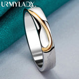 925 Sterling Silver Smooth Round Ring For Women Wedding Party Charm Jewelry