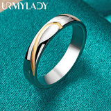 925 Sterling Silver Smooth Round Ring For Women Wedding Party Charm Jewelry