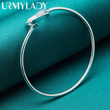 925 Silver Heart Bangle Bracelet Wedding Charm Jewelry