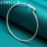 925 Silver Heart Bangle Bracelet Wedding Charm Jewelry