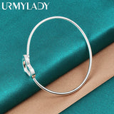 925 Silver Heart Bangle Bracelet Wedding Charm Jewelry