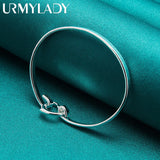 925 Silver Round Hook Mouth Bangles Bracelet For Women Charm Jewelry