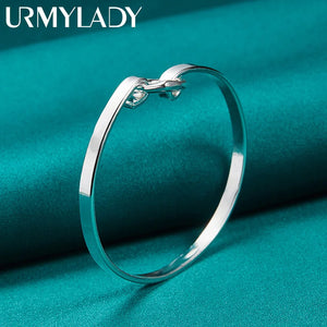 925 Silver Round Hook Mouth Bangles Bracelet For Women Charm Jewelry