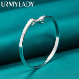 925 Silver Round Hook Mouth Bangles Bracelet For Women Charm Jewelry
