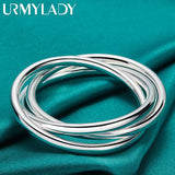 925 Silver Three Round Bangle Bracelet For Women