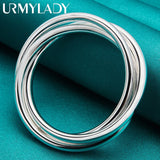 925 Silver Three Round Bangle Bracelet For Women