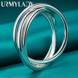 925 Silver Three Round Bangle Bracelet For Women
