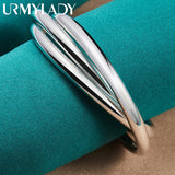 925 Silver Three Round Bangle Bracelet For Women
