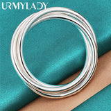 925 Silver Three Round Bangle Bracelet For Women