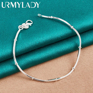 925 Sterling Silver Snake Chain Bracelet Wedding Charm Jewelry