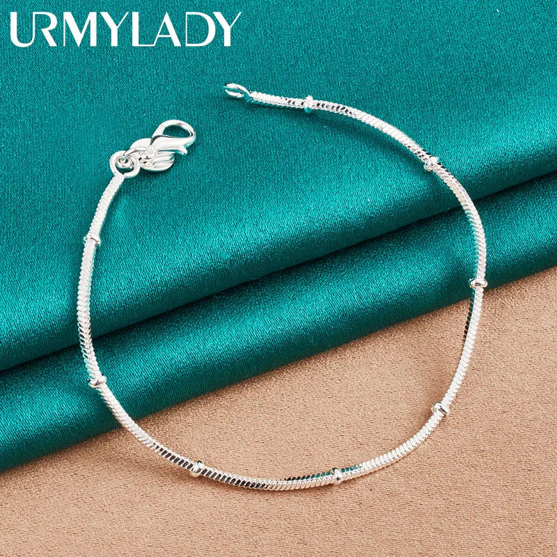 925 Sterling Silver Snake Chain Bracelet Wedding Charm Jewelry