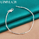 925 Sterling Silver Snake Chain Bracelet Wedding Charm Jewelry