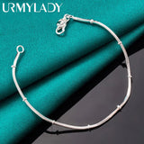 925 Sterling Silver Snake Chain Bracelet Wedding Charm Jewelry