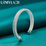 925 Silver Snakeskin Pattern Bangle Bracelet Women Wedding Party Charm