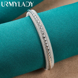 925 Silver Snakeskin Pattern Bangle Bracelet Women Wedding Party Charm