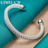 925 Silver Snakeskin Pattern Bangle Bracelet Women Wedding Party Charm