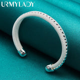 925 Silver Snakeskin Pattern Bangle Bracelet Women Wedding Party Charm