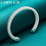 925 Silver Snakeskin Pattern Bangle Bracelet Women Wedding Party Charm