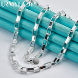 925 Silver Square 18" Chain Necklace Women Wedding Engagement Party