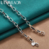 925 Silver Square 18" Chain Necklace Women Wedding Engagement Party