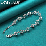 925 Silver Zircon Chain Bracelet Wedding Party Jewelry