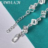 925 Silver Zircon Chain Bracelet Wedding Party Jewelry