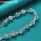 925 Silver Zircon Chain Bracelet Wedding Party Jewelry