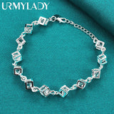 925 Silver Zircon Chain Bracelet Wedding Party Jewelry