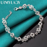 925 Silver Zircon Chain Bracelet Wedding Party Jewelry