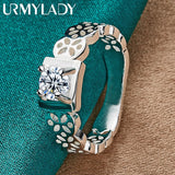 925 Silver Square Zircon Hollow Ring for Women Wedding Engagement