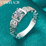 925 Silver Square Zircon Hollow Ring for Women Wedding Engagement