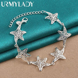 925 Silver Star Chain Bracelet Women Wedding Party Gift