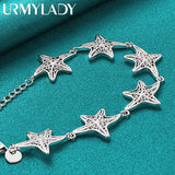 925 Silver Star Chain Bracelet Women Wedding Party Gift
