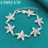 925 Silver Star Chain Bracelet Women Wedding Party Gift