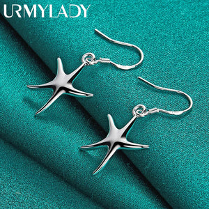 925 Silver Star Drop Earrings Wedding Party Charm Jewelry