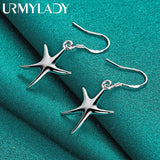 925 Silver Star Drop Earrings Wedding Party Charm Jewelry