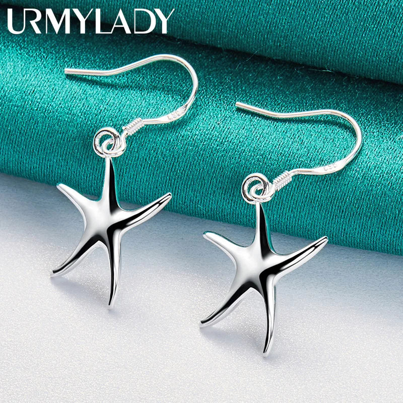 925 Silver Star Drop Earrings Wedding Party Charm Jewelry