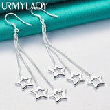925 Sterling Silver Stars Earrings For Women Charm Wedding Party Jewelry