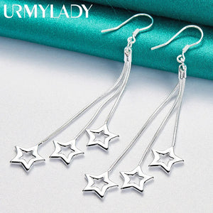 925 Sterling Silver Stars Earrings For Women Charm Wedding Party Jewelry