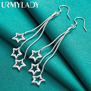 925 Sterling Silver Stars Earrings For Women Charm Wedding Party Jewelry
