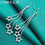 925 Sterling Silver Stars Earrings For Women Charm Wedding Party Jewelry