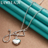 925 Sterling Silver Stethoscope Heart Pendant Necklace