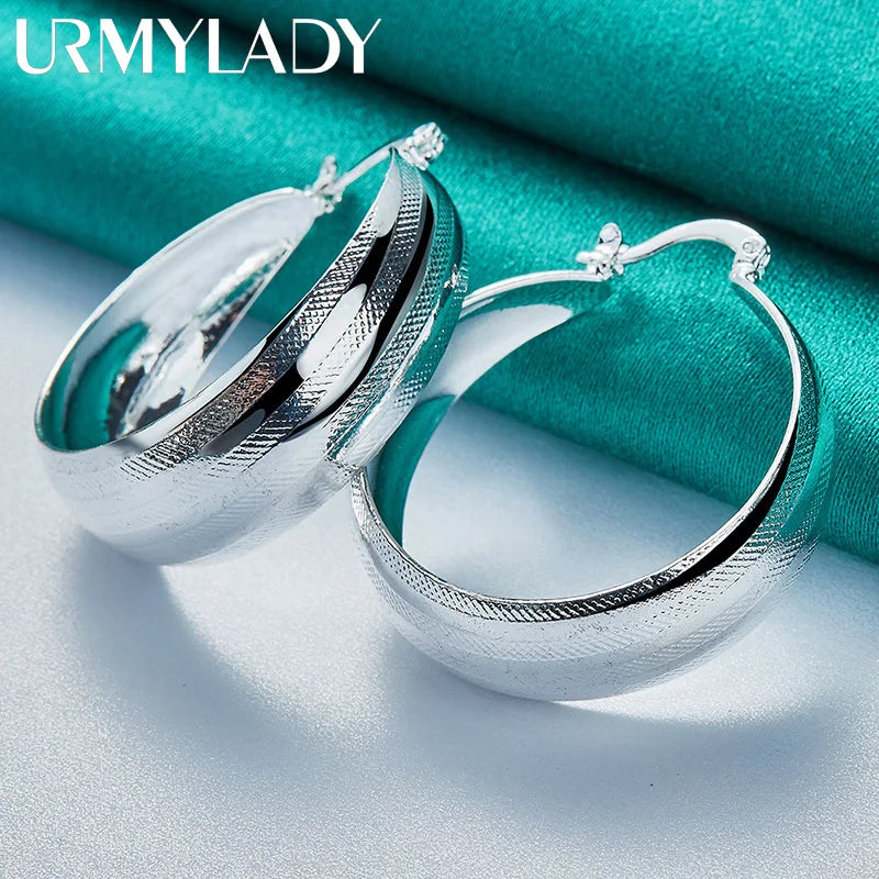 925 Silver Round Earrings Women Wedding Party Jewelry