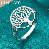 925 Sterling Silver Tree Of Life Women's Ring Wedding Charm Jewelry