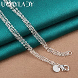 925 Silver Three Heart Pendant Necklace Wedding Party Jewelry