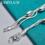 925 Silver Three Snake Chain Beads Bracelet for Women